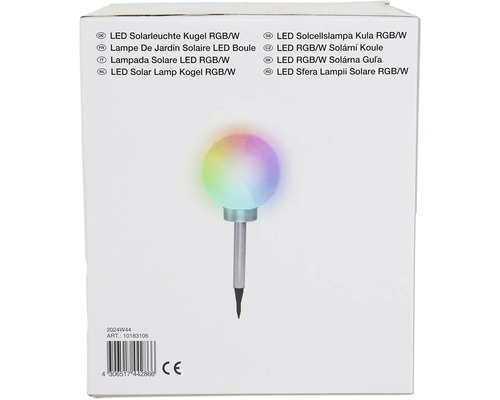 LED-solar lamp bol RGB/Wit in productverpakking