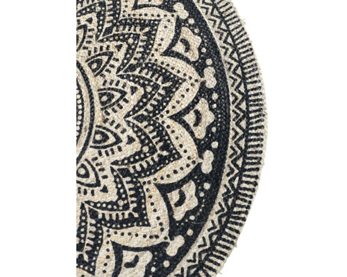 Detailweergave van een rond tapijt met motief