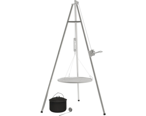 Draaibare barbecue met grillrooster, ketel en soeplepel