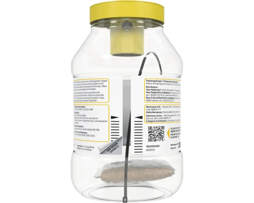 Vliegenval met gele deksel en lokstof