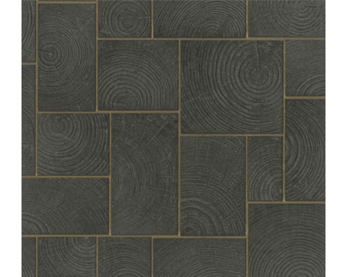 MARBURG Vliesbehang 85743 Natural Opulence houtoptiek zwart Patroon van vierkante tegels met houtlook