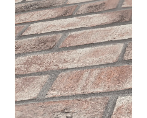 Close-up van een behang met baksteenmotief