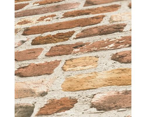 Close-up van een behang met baksteenmotief