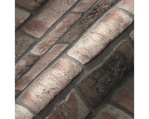Close-up van een behang met baksteenmotief