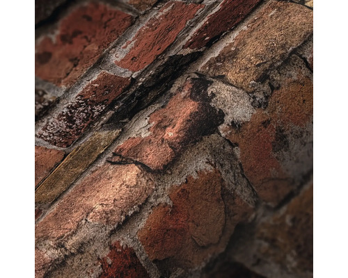 Close-up van behang met baksteenmotief