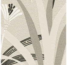 Close-up van een behang met patroon met bloemen en geometrische elementen