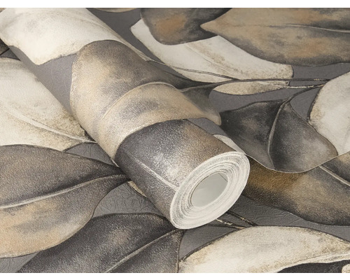 Rol vliesbehang met bladerpatroon