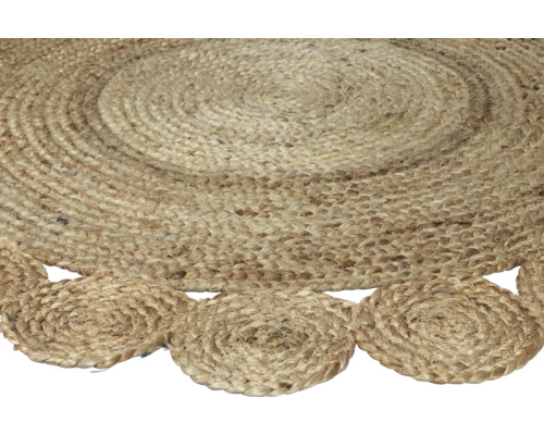 Rond jute vloerkleed met decoratieve rand