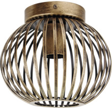 Plafondlamp met bol van metalen stijlen