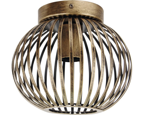 Plafondlamp met bol van metalen stijlen