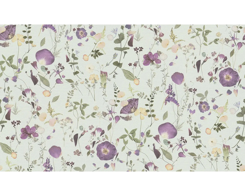 Behang met bloemmotief met bloemen en bladeren