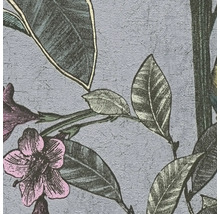 Behang met bloem- en bladmotief