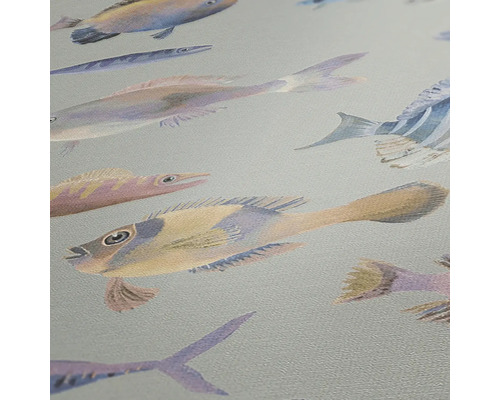 Close-up van behang met een vissenpatroon