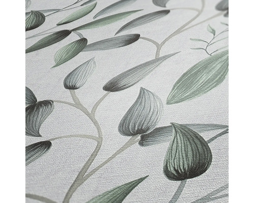 Close-up van behang met bladerenmotief