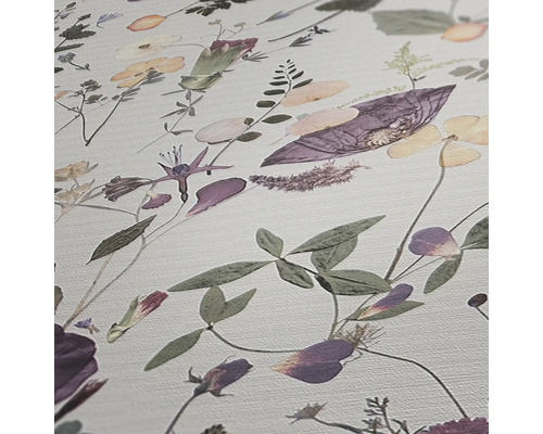 Behang met bloemmotief in subtiele kleuren