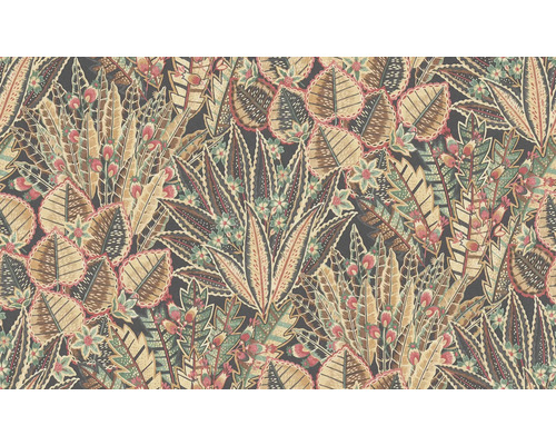 Behang met een bloemenpatroon van bladeren en bloemen