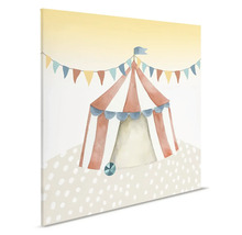 Geschilderde circustent op doek