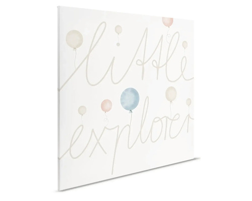 Wanddecoratie met het opschrift Kleine ontdekker en ballonnen
