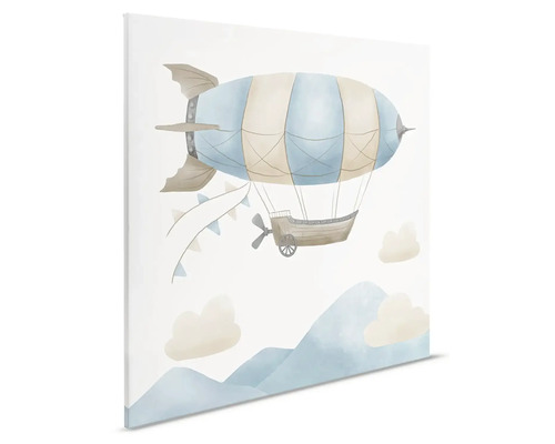 Geschilderd schilderij van een luchtschip op een canvas