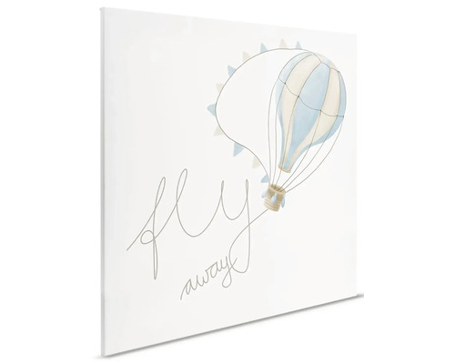 Canvas schilderij met luchtballon en de tekst Fly Away voor de kinderkamer