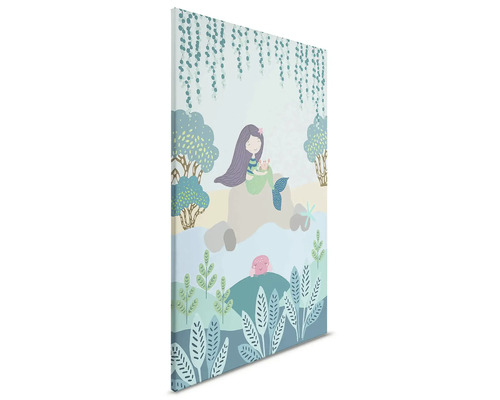 Canvas schilderij met zeemeermin en maritieme motieven voor kinderkamer