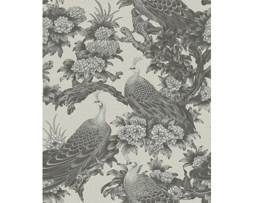 Behang met pauwen en bloemenmotief