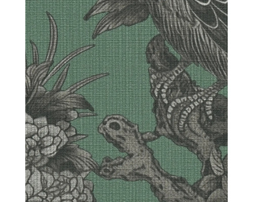 Behang met vogel- en bloemmotief