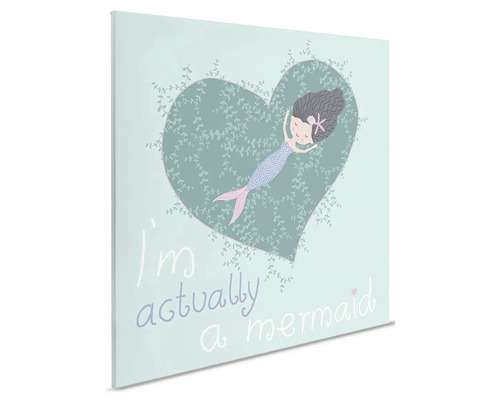 Canvas schilderij met zeemeermin in hartdesign en de tekst Ik ben eigenlijk een zeemeermin.