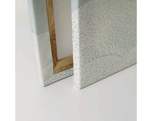 Close-up van twee schilderijen met abstract patroon en houten frame