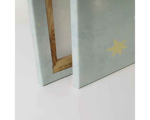 Detail van een canvas met houten frame