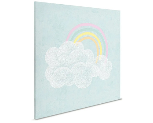Canvas schilderij met wolken en regenboog