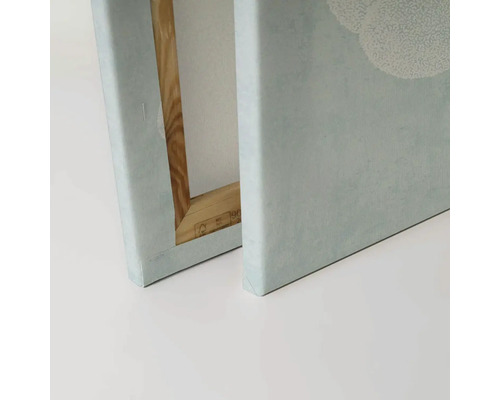 Detailaanzicht van een canvas met houten frame