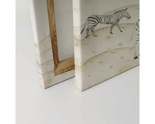 Canvas schilderij met zebra motief en houten frame