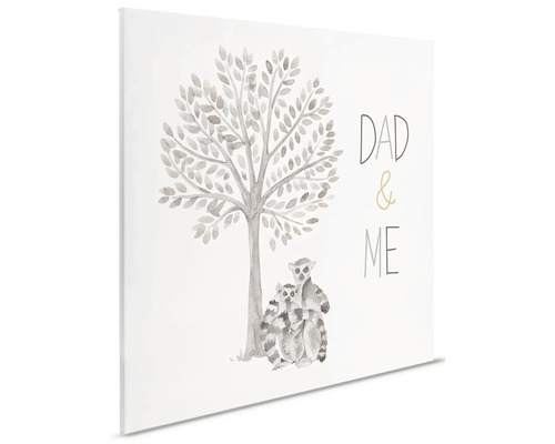 Canvasprint met boom, lemuren en de tekst Papa en ik