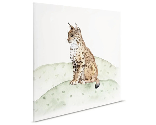 Canvas schilderij met een zittende lynx