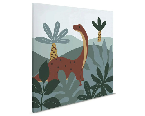 Canvas schilderij met dinosaurus- en plantenmotief