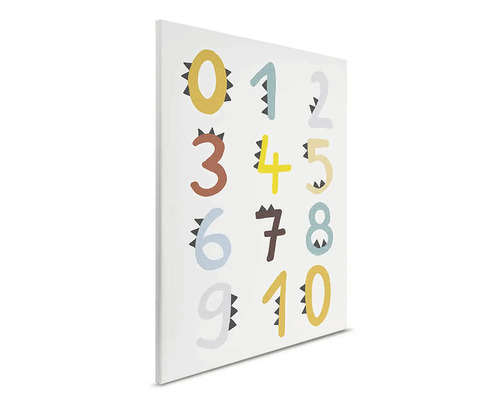 Canvas schilderij met getallen van nul tot tien als leermiddel