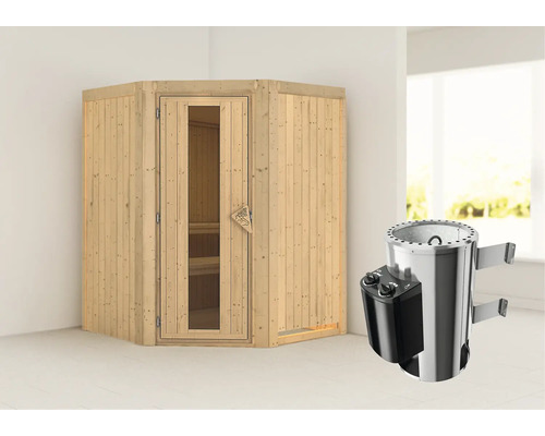 Houten binnensauna met kachel
