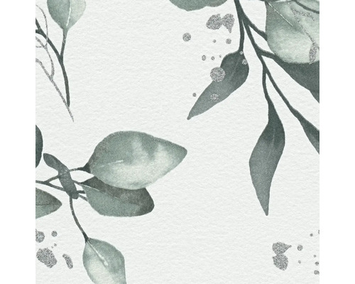 Illustratie met eucalyptusbladeren en zilveren accenten