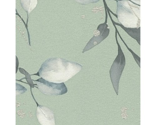 Detail van een behang met eucalyptusmotief