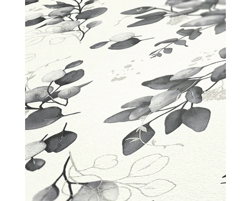 Detailopname van een behang met eucalyptusmotief