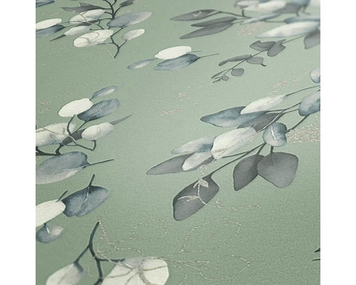 Behang met eucalyptusbladerenmotief