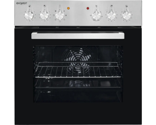 Exquisit inbouwoven met heteluchtfunctie en bedieningsknoppen.