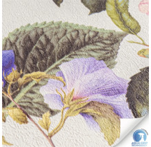 Close-up van een bloemmotief behang met Aqua Grip Technology.