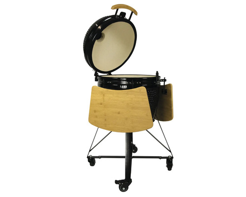 Keramische grill met bijzettafels en wielen
