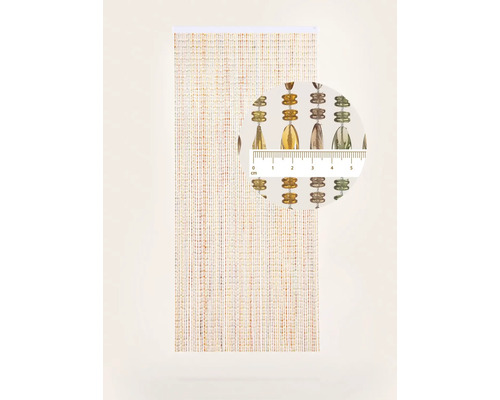 Decoratief deurgordijn met sierkralen en centimeterindicatie voor detailweergave