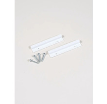 Twee witte fotolijststrips met schroeven