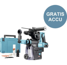 Makita boorhamer met accessoires en vermelding van gratis batterij