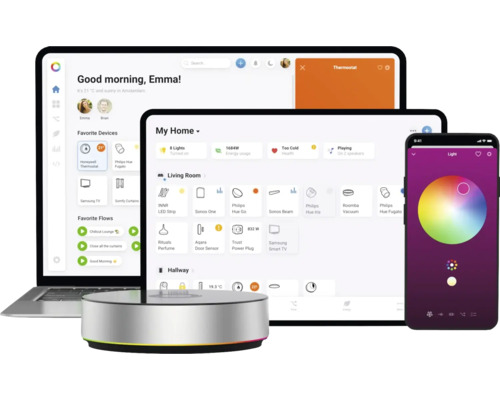Smart Home bediening op laptop, tablet en smartphone