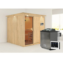 Houten sauna met saunakachel en bediening